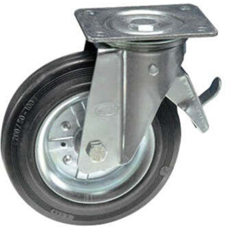 Roue en acier avec plaque pivotante et roue de localisation de freinage Ø200 mm