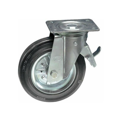 Roue en acier avec plaque pivotante et roue de localisation de freinage Ø80 mm