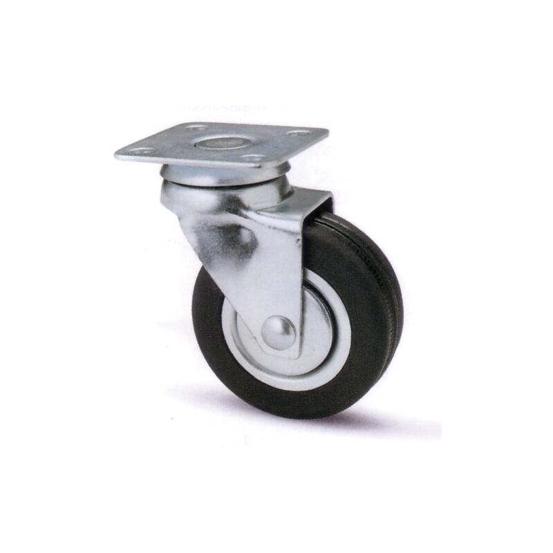 Roue en caoutchouc Art.160 40x18 mm pour meuble capacite' 20 kg plaque en acier zingue' support tournant
