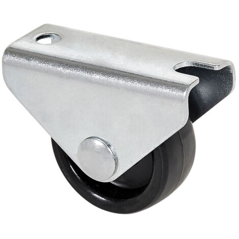 Roue Fixe Avec Plaque Et Axe Lisse Avec Deux Fixations, Couleur Noire, Max. Charge 20 Kg, ø 1,5 Cm