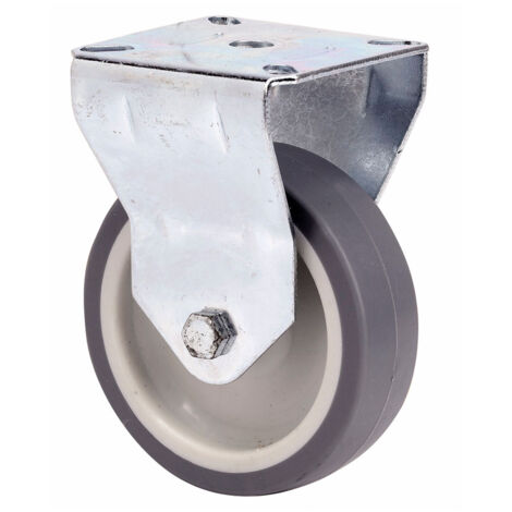 Roue Fixe En Caoutchouc Avec Plaque Et Axe Lisse, Couleur Grise, Charge Max. 60 Kg, ø 8 Cm
