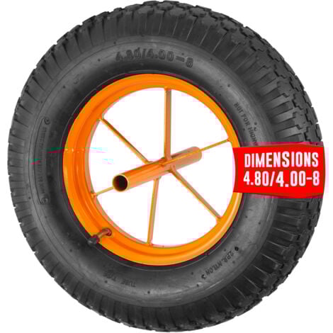EURO VANADIUM Roue gonflable pour Brouette 15'' - Ø 380 x 80 mm – Avec Axe 20 mm - Roue caoutchouc - Haute résistance