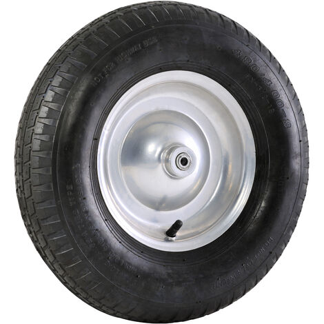 Roue gonflée 400 mm pour brouette Haemmerlin – Pneu pavé longue durée – Roulement à billes – Jante métal flasque – Axe 10,5 mm – 309032801