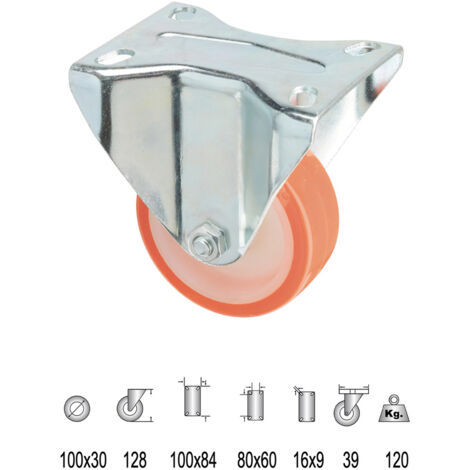 Roue industrielle polyuréthane fixe 100 mm
