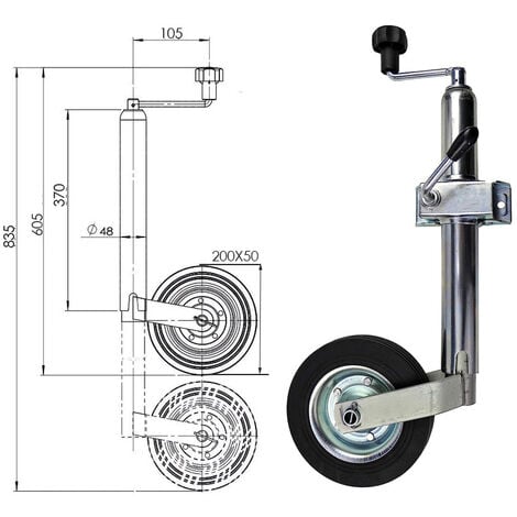 Roulette de roue jockey 260x85mm gonflable - Malbert - Remorques