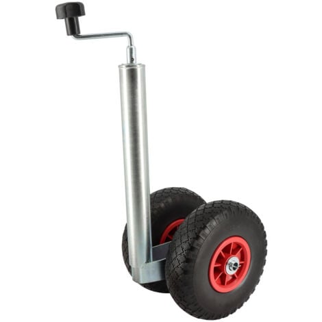 MECA24 Roue Jockey double - Tube métal 48mm - Pneus increvable 260x85mm - Pour caravane et remorque