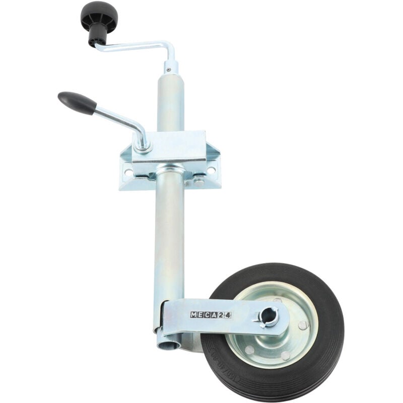 Roue Jockey - Tube acier 35mm - Jante métal - Bride de fixation acier diam. 35mm - compatible tous types de remorques