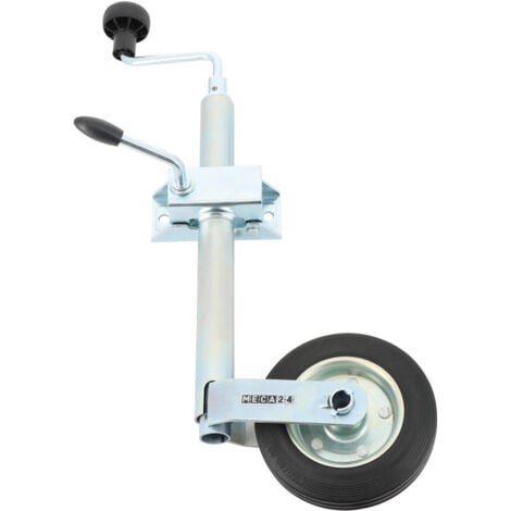 Roue Jockey - Tube acier 35mm - Jante métal - Bride de fixation acier diam. 35mm  - compatible tous types de remorques