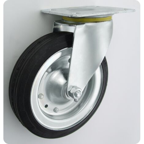ROUE MÉTAL-CAOUTCHOUC 200MM BOÎTIER TOURNANT 62 - KL200 SKR