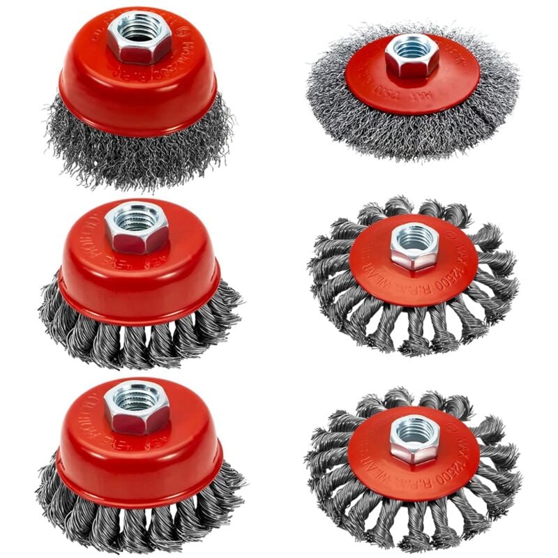 Roue métallique pour meuleuse d'angle de 10,2 cm, roues en fil de fer épais à sertir de 7,6 cm, brosse coupelle en fil de fer à sertir grossier de