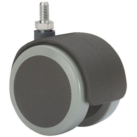 Roue Pivotante à Vis Fileté Et Axe Lisse, Noire/grise, Charge Max. 50 Kg, 10 X 15 Mm, ø 5 Cm
