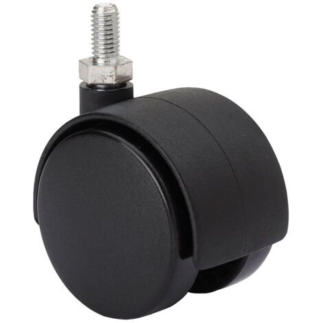 Roue Pivotante Avec Axe Fileté Et Axe Lisse, Noire, Charge Max. 20 Kg, 6 X 15 Cm, ø 4 Cm