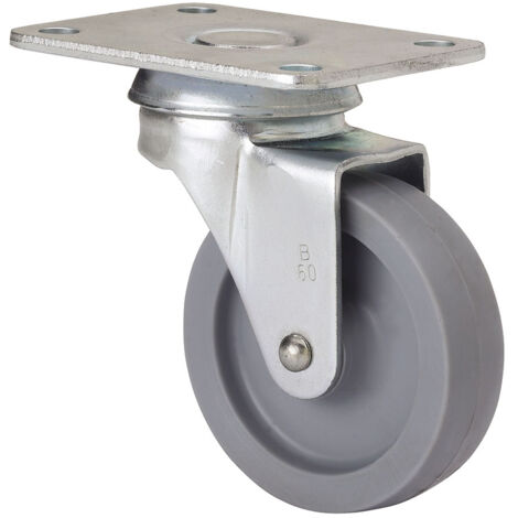 Roue Pivotante Avec Plaque Et Axe Lisse, Couleur Grise, Charge Max. 22 Kg, ø 4 Cm