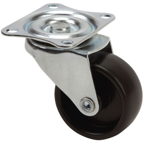 Roue Pivotante Avec Plaque Et Axe Lisse, Couleur Noire, Charge Max. 20 Kg, ø 4 Cm