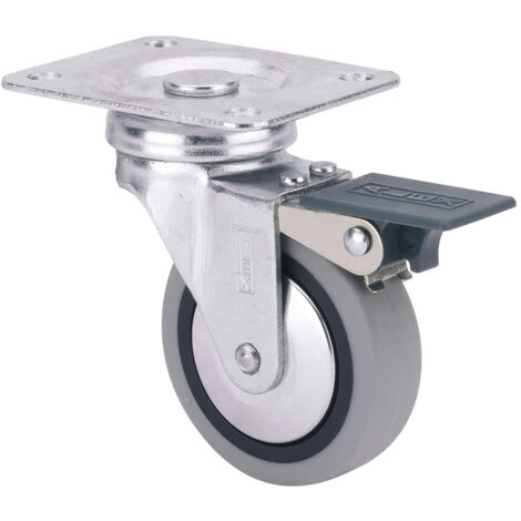 Roue Pivotante Caoutchouc Grise Mobilité Fluide Avec Freinage Sécurisé Pour Charges Légères. - Ruedas Alex