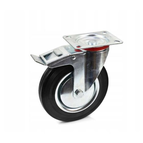 Roue pivotante geko g71521 200 mm frein acier caoutchouc