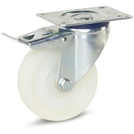 Roue pivotante nylon freinée - MESO - Platine - 100 mm - 200 kg