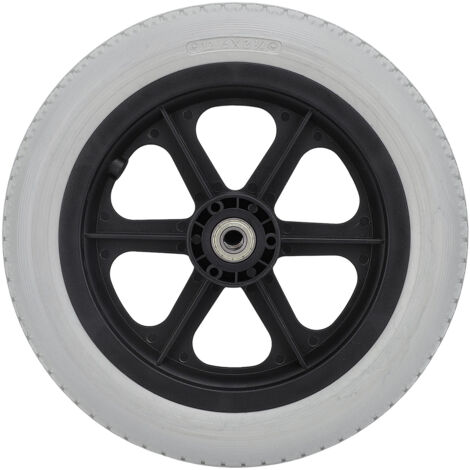 Roue pivotante pour fauteuil roulant 12 pouces en PU solide antidérapante Pièces de rechange pour fauteuil roulant manuel Gris
