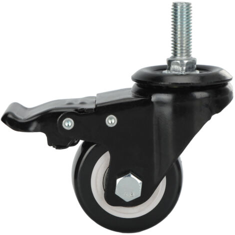Roue pivotante silencieuse 2,5 pouces M12 à double roulement avec frein pour usage intensif
