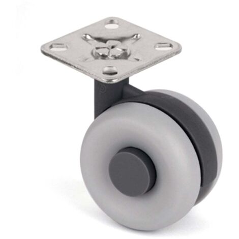 Roue Plet. Denver Grey D-60 C.freno - DENVER - Roulette plate avec ou sans frein pour meuble