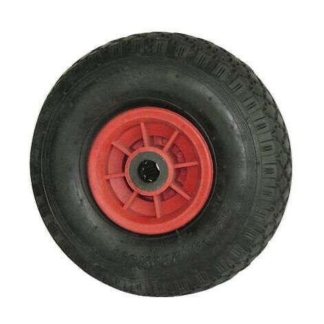 Roue polypropylène noir bandage pneumatique type PQR, diamètre 400 mm, alésage 20 mm, charge 200 kg - Tente