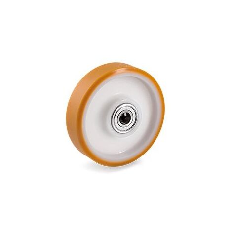 Roue polyuréthane corps polyamide 200 x 50 LM55 AL20 roulement à billes  charge 600 Kg