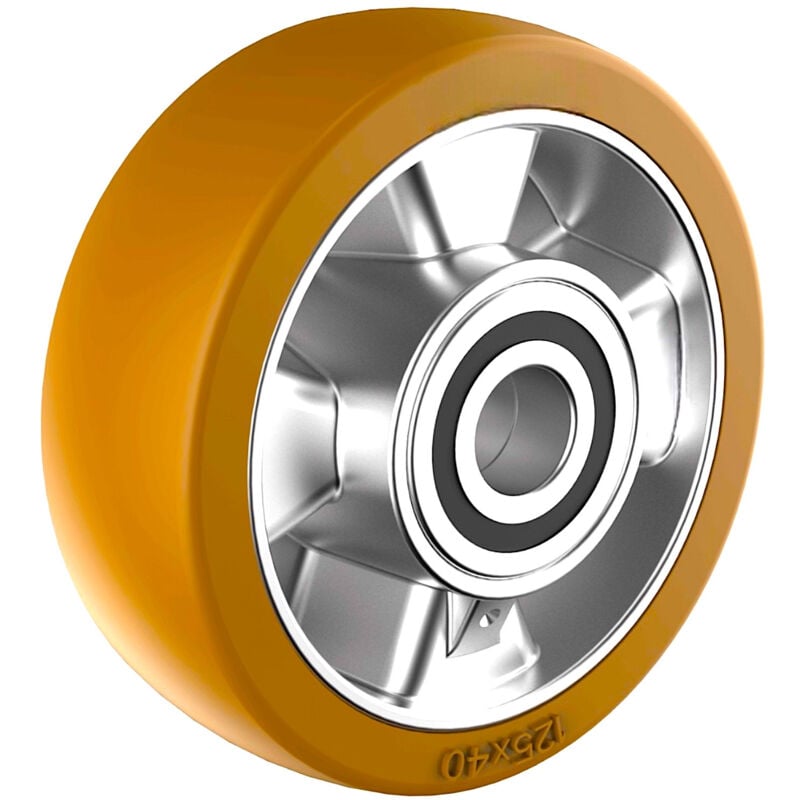 2gt Roues Et Roulettes - Roue polyuréthane jante aluminium 125 x 40 alésage 20 longueur de moyeu 50 mm