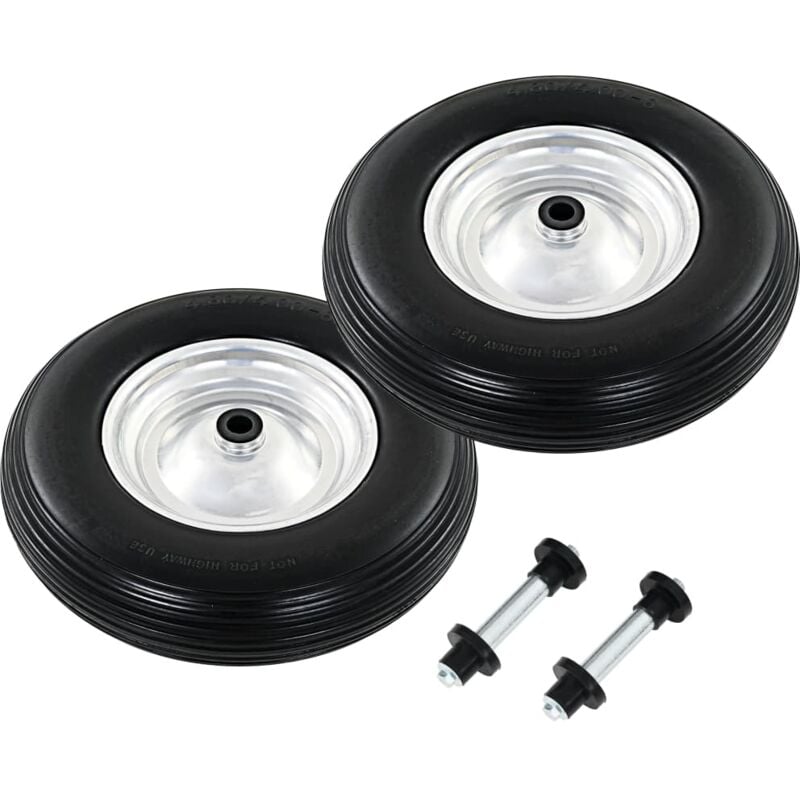 Vidaxl - Roue de brouette avec axe 2 pcs pu solide 4.00-8 390 mm