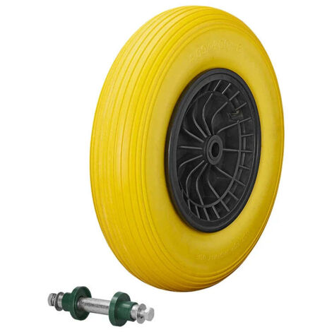 Roue Pu Avec Jante Plastique 16 Pouce 4.00-8 Incl. Essieu
