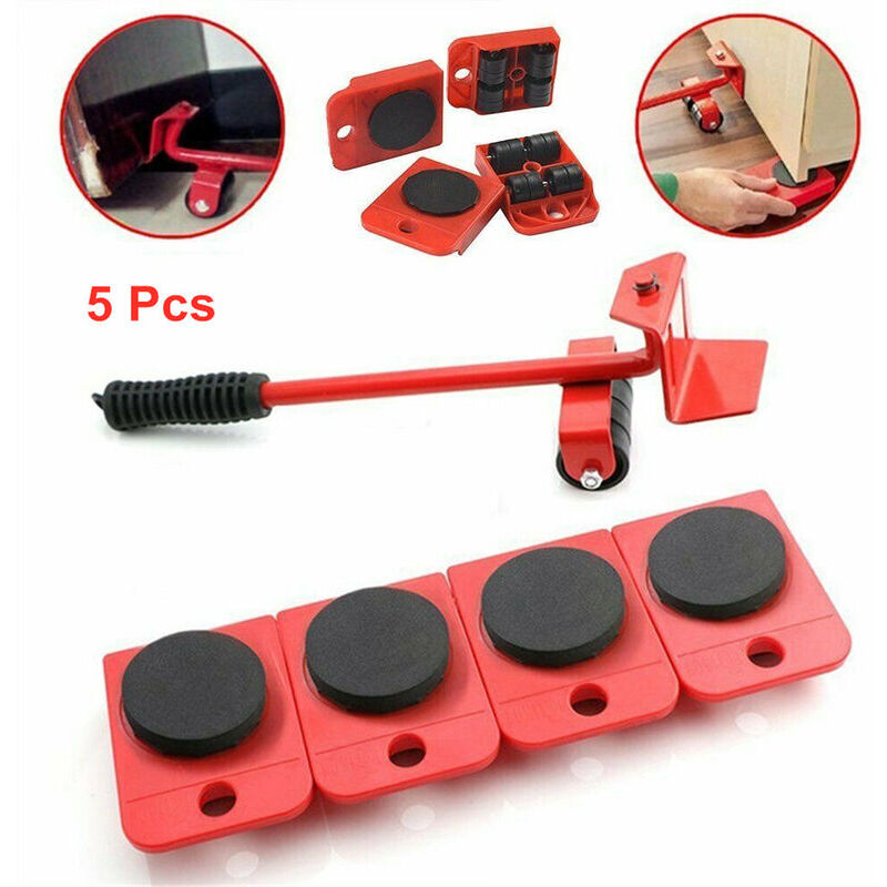 Ocxin - Roulette mobile pour meubles Heavy Stuffs Outil mobile Rouleau mobile avec 4 roues et 1 barre de roue - Rouge
