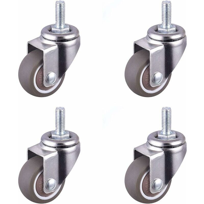 Roue universelle à roulette plate silencieuse tpe (4pcs 1 pouce vis universelle (M6 x 15))