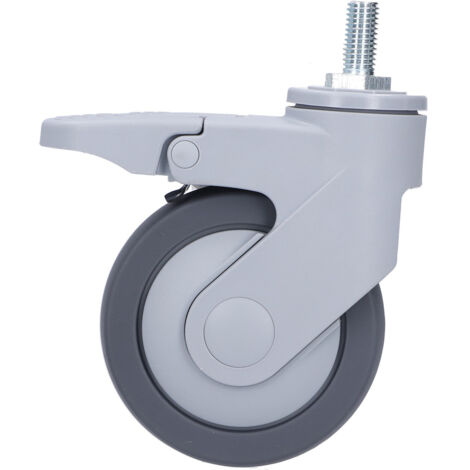Roue Universelle Silencieuse 4 Pouces avec Frein et Tige Filetée M12 pour Meubles
