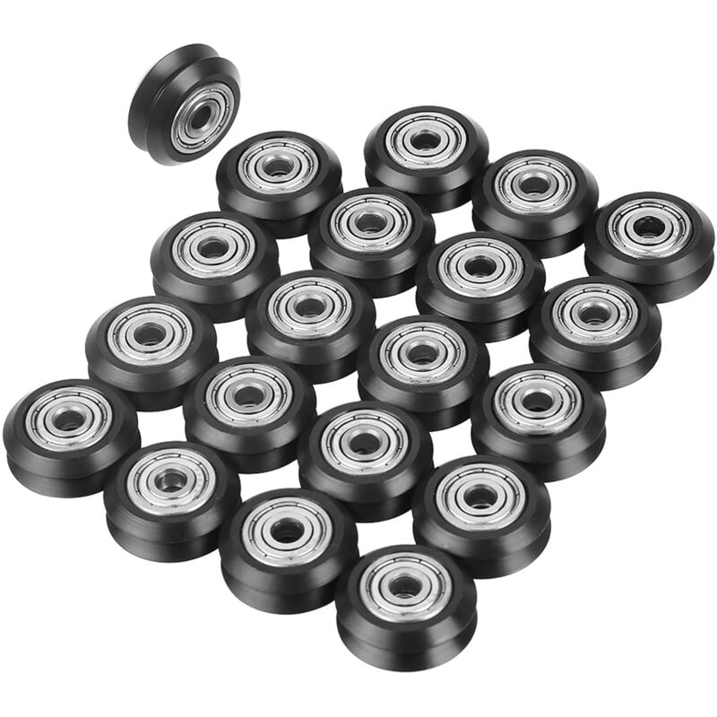 Image of Roues, 20pcs en forme de v roue de rainure 5mm alésage 625 accessoires de poulie de roulement pour imprimante 3D cnc