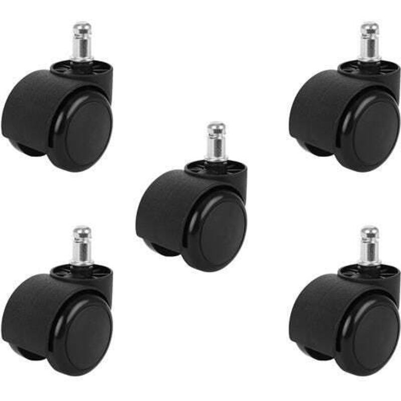 Roulettes pour chaise de bureau - 5 pcs - noir