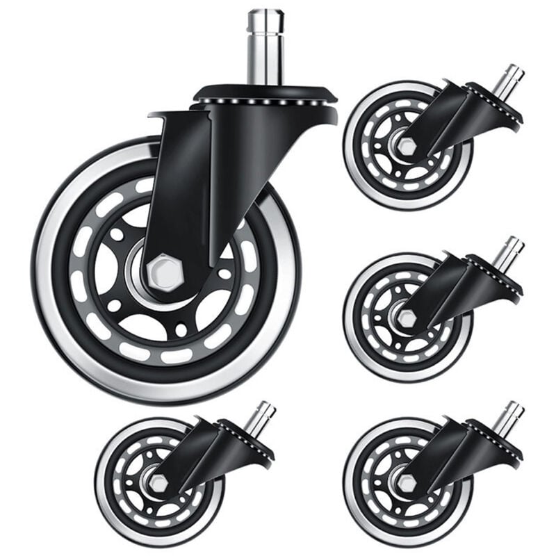 Roues de chaise de bureau – Roues de rechange – Roulettes de chaise universelles de 5, roues de chaise robustes, silencieuses, s'adaptent à 98 % des