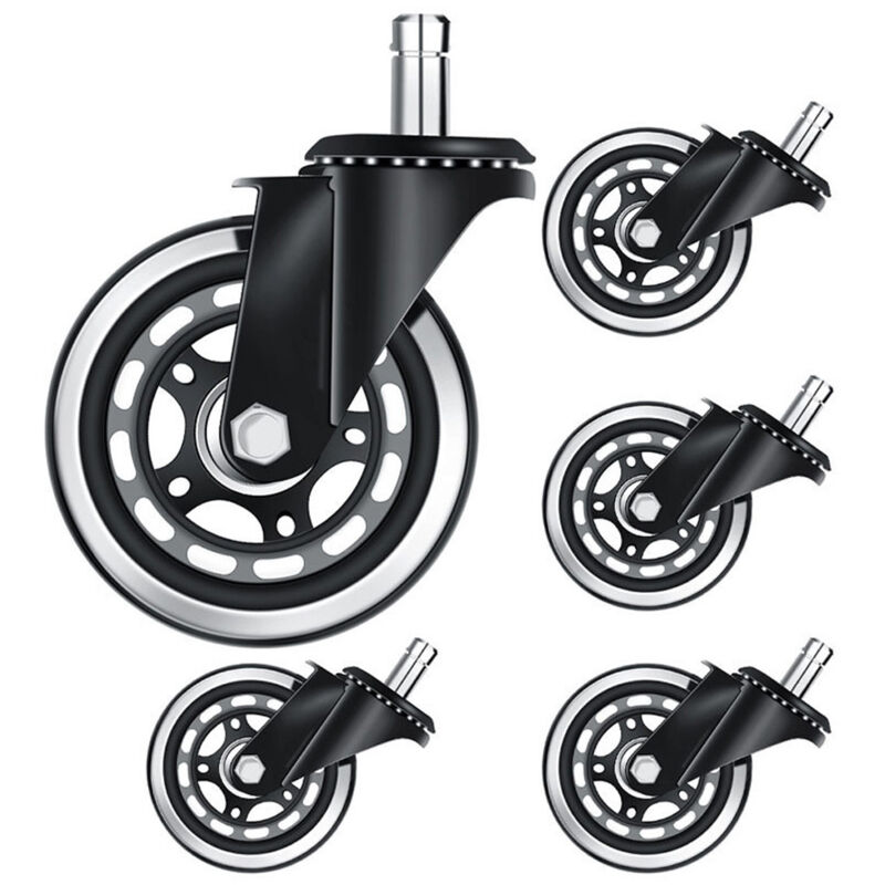 Roues de chaise de bureau – Roues de rechange – Roulettes de chaise universelles de 5, roues de chaise robustes, sans bruit, s'adaptent à 98 % des