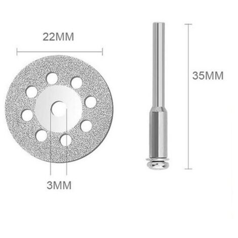 Roues de coupe diamantées 24 pièces, disques de coupe de 22mm de diamètre, avec 4 mandrins de remplacement de 3mm, pour outils rotatifs Dremel