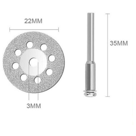 Roues de coupe diamantées 24 pièces disques de coupe de 22mm de diamètre avec 4 mandrins de remplacement de 3mm pour outils rotatifs Dremel