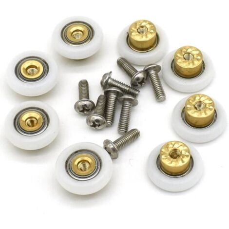 Roues de douche - FOLAYA - Lot de 8 - 19 mm - Nylon - Fixation à vis