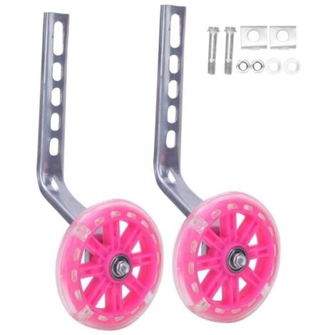 Roues de formation pour enfants pour vélos 12-20 pouces avec support (rose)