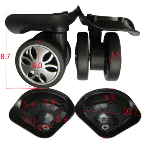 Roues de remplacement pour valise A68 Grande Taille, roues doubles pivotantes résistantes pour bagages et sacs de voyage