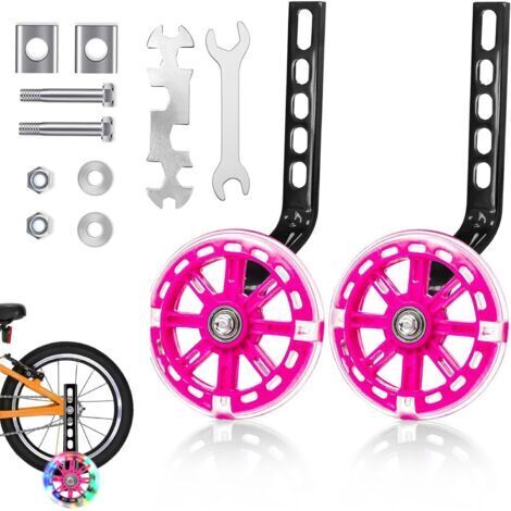 Roues de stabilisation, roues de stabilisation pour vélo enfant Roues de vélo pour enfants clignotantes Roues de stabilisation réglables universelles pour vélo enfant pour roues 12, 14, 16, 18