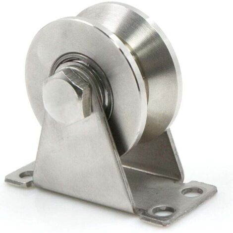 Roues en Acier avec Rainure en V, Poulie de Levage, Poulies pour Cordes en Acier, Poulie Inox Poulie, Roulette à Rainure en V, Diamètre de la Poulie 48mm, Capacité de Poids 150kg