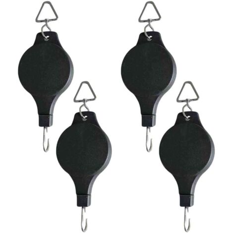 Roues rétractables pour suspension de plantes en paniers de jardin, roues robustes et réglables avec corde en nylon de haute qualité et verrous de suspension solides.