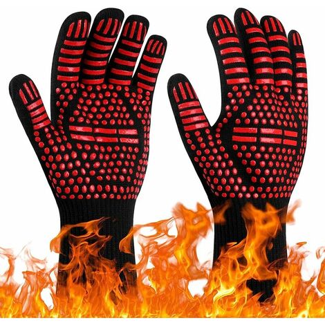 Rouge - 1 paire, gants de barbecue, gants de four résistants à la chaleur jusqu'à 800 °C, gants de cuisine antidérapants résistants à la chaleur, gants de cuisson chauffants pour barbecue/four/grill/c