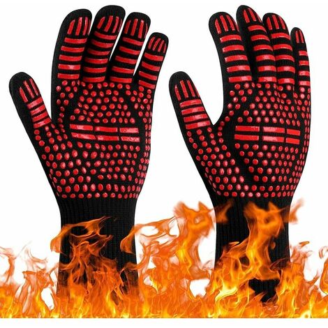 Rouge - 1 paire, gants de barbecue, gants de four résistants à la chaleur jusqu'à 800 °C, gants de cuisine antidérapants résistants à la chaleur, gants de cuisson chauffants pour barbecue/four/grill/c