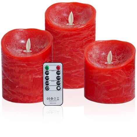 Rouge Bougies à LED Flamme vacillante  Bougie en cire véritable à pile électrique avec flamme mobile réaliste avec 2 télécommandes et une minuterie  Cadeau de décoration
