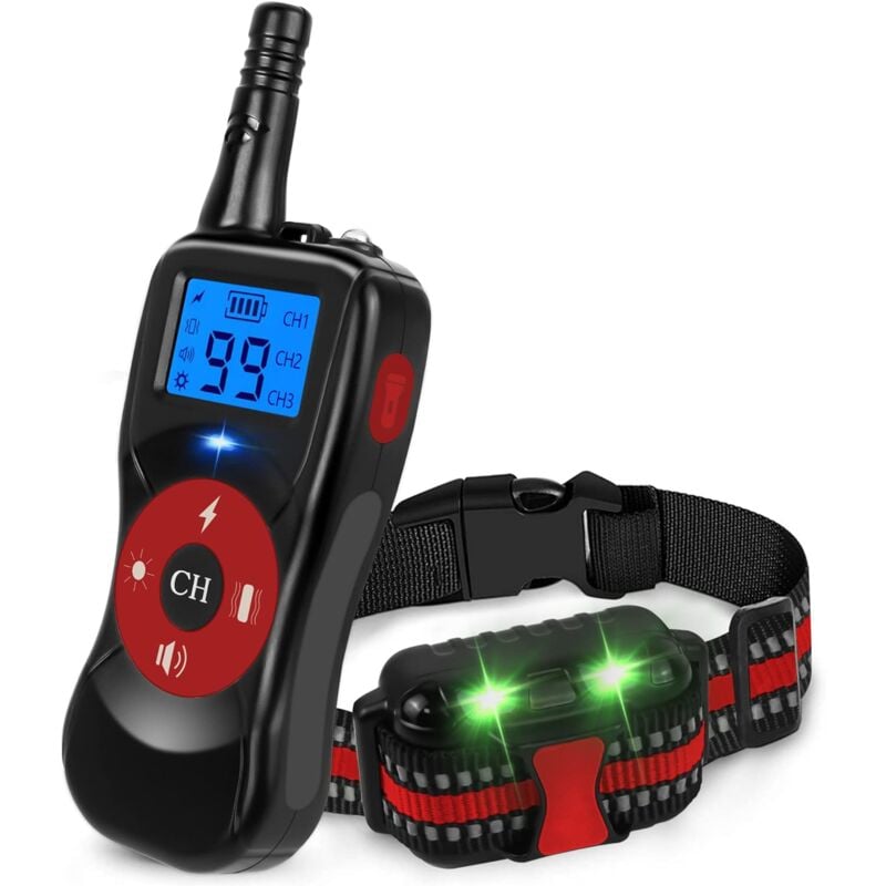 Rouge Collier de Dressage pour Chiens, Collier de Dressage pour Petits, Moyens et Grands Chiens Rechargeable, Mode de Formation 3+1, Télécommande