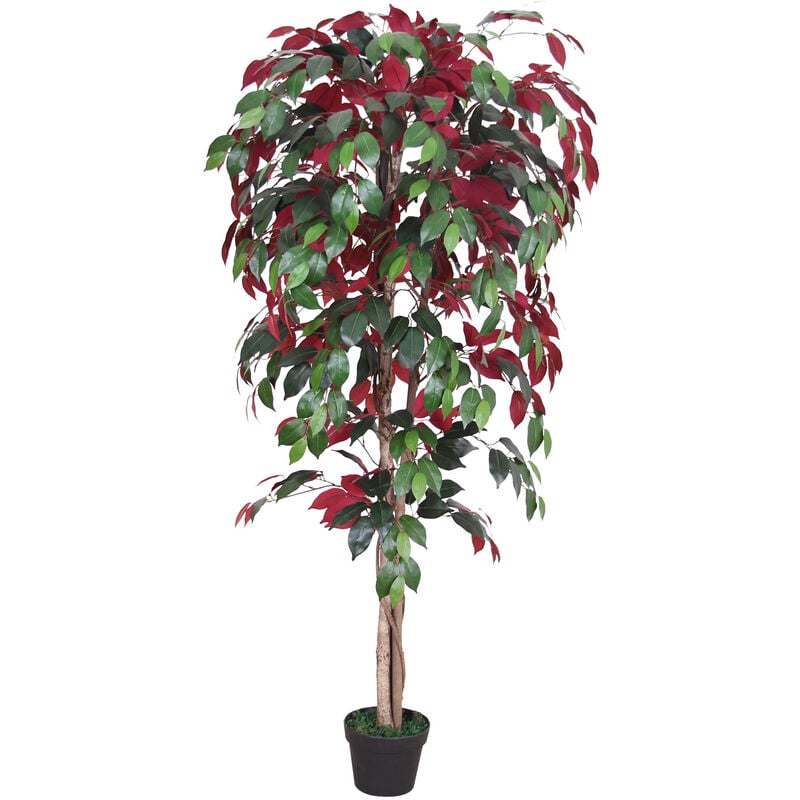 Rouge Ficus Benjamina Plante Arbre Artificielle Artificiel 150cm Decovego