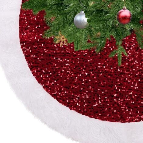 Rouge Jupe de Sapin de Noël de Paillettes Tapis de Sapin de Noel Jupe d'arbre de Noël XmasTree Jupe Decoration Pied de Sapin Noel,90cm